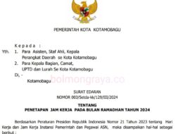 Surat Edaran yang ditandatangani Pj Wali Kota Kotamobagu Asripan Nani.